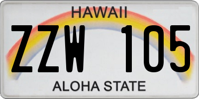 HI license plate ZZW105