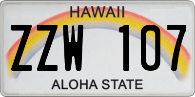 HI license plate ZZW107