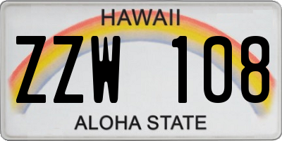 HI license plate ZZW108