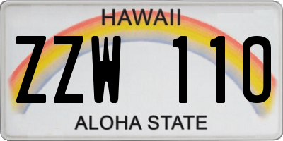 HI license plate ZZW110