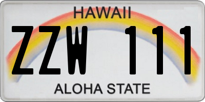 HI license plate ZZW111