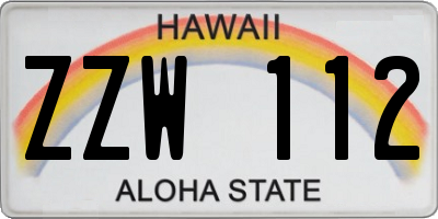 HI license plate ZZW112