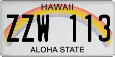 HI license plate ZZW113