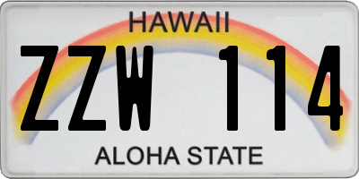 HI license plate ZZW114