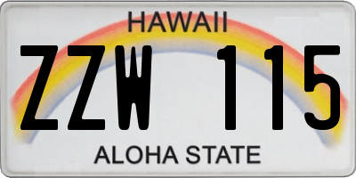 HI license plate ZZW115