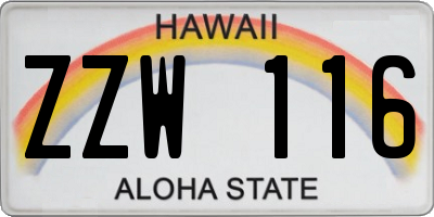 HI license plate ZZW116