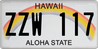 HI license plate ZZW117