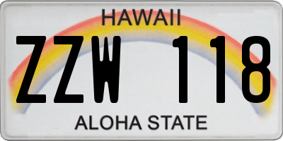 HI license plate ZZW118