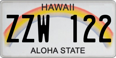 HI license plate ZZW122