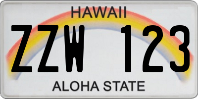 HI license plate ZZW123