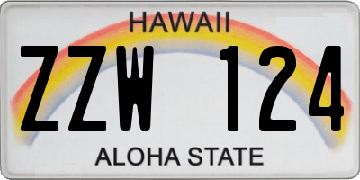 HI license plate ZZW124