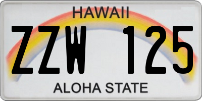 HI license plate ZZW125