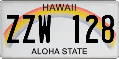 HI license plate ZZW128