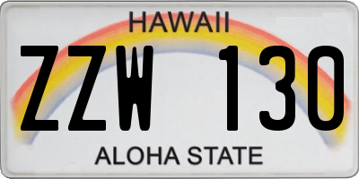 HI license plate ZZW130