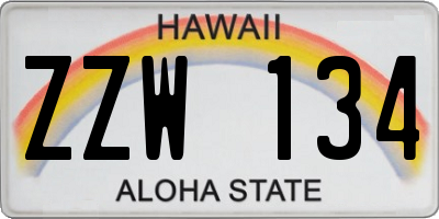 HI license plate ZZW134