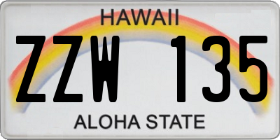 HI license plate ZZW135