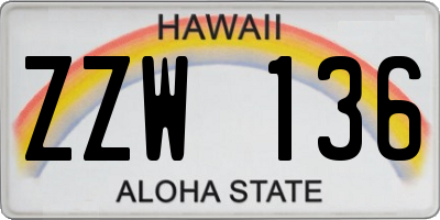 HI license plate ZZW136