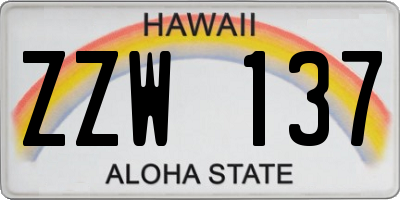 HI license plate ZZW137