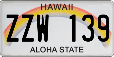 HI license plate ZZW139