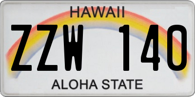 HI license plate ZZW140