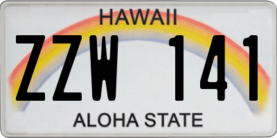 HI license plate ZZW141