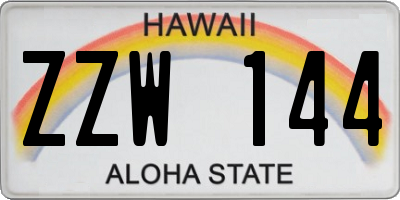 HI license plate ZZW144