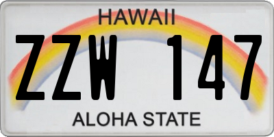 HI license plate ZZW147