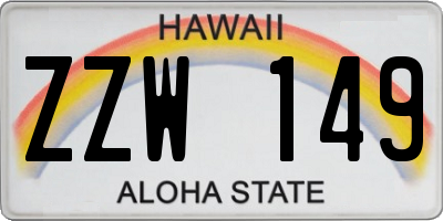 HI license plate ZZW149