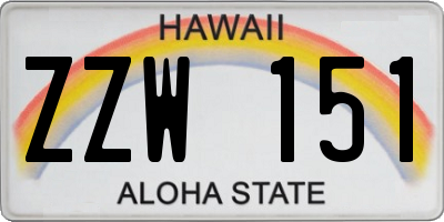 HI license plate ZZW151