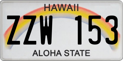 HI license plate ZZW153