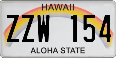 HI license plate ZZW154