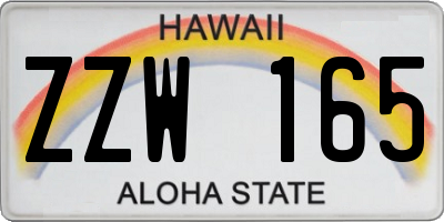 HI license plate ZZW165