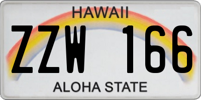 HI license plate ZZW166