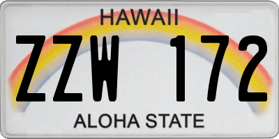 HI license plate ZZW172