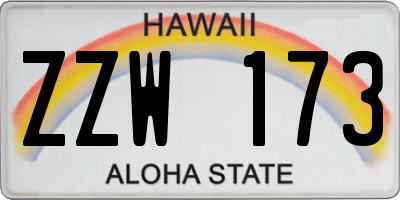 HI license plate ZZW173