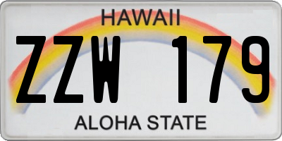 HI license plate ZZW179