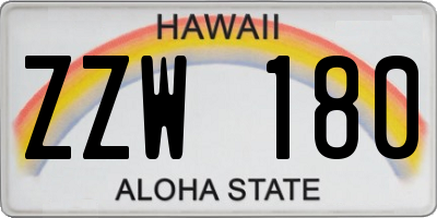 HI license plate ZZW180