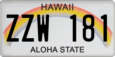 HI license plate ZZW181