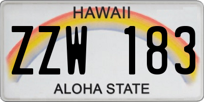 HI license plate ZZW183