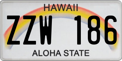 HI license plate ZZW186