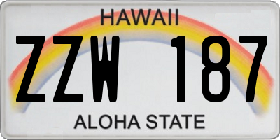 HI license plate ZZW187