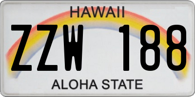 HI license plate ZZW188