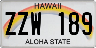 HI license plate ZZW189