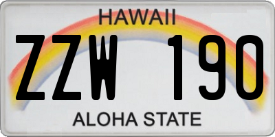 HI license plate ZZW190