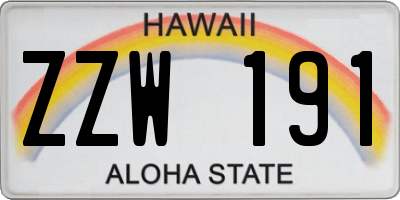 HI license plate ZZW191