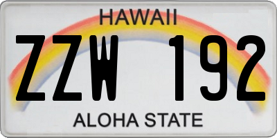 HI license plate ZZW192