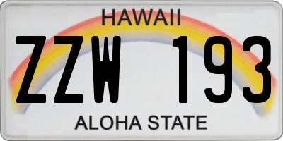 HI license plate ZZW193