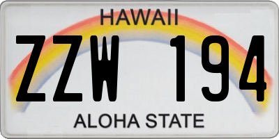 HI license plate ZZW194