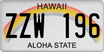 HI license plate ZZW196