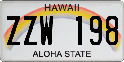 HI license plate ZZW198